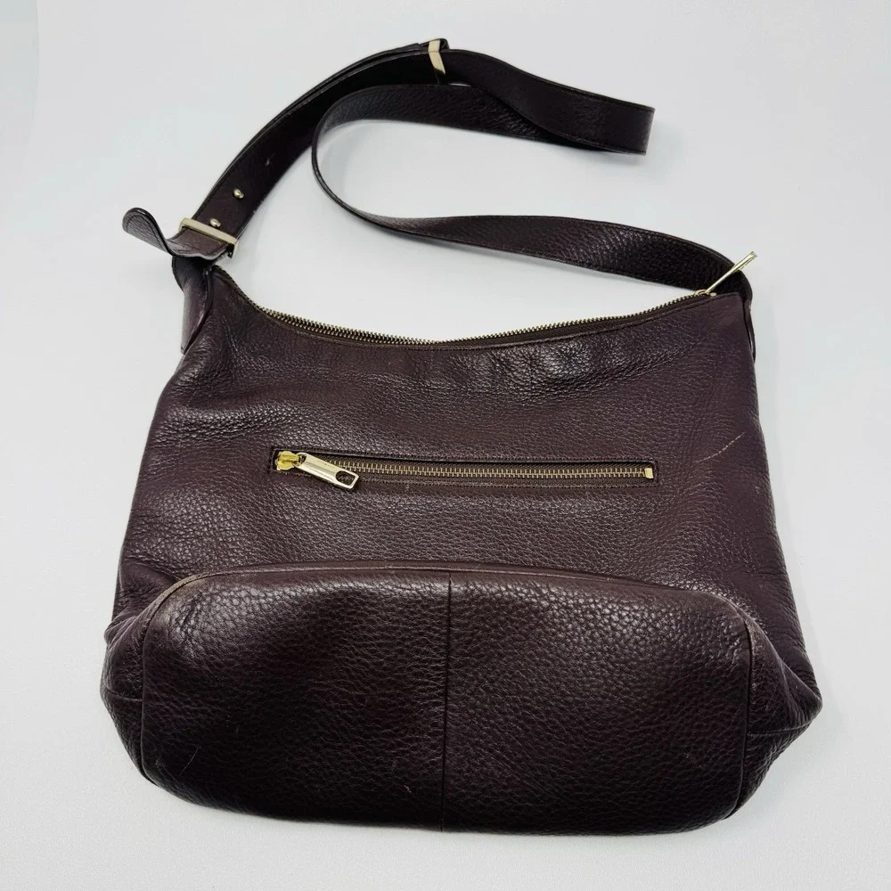 Talbots Leather Shoulder Bag Womens One Size Brown‎ Hobo Purse Zip Classic